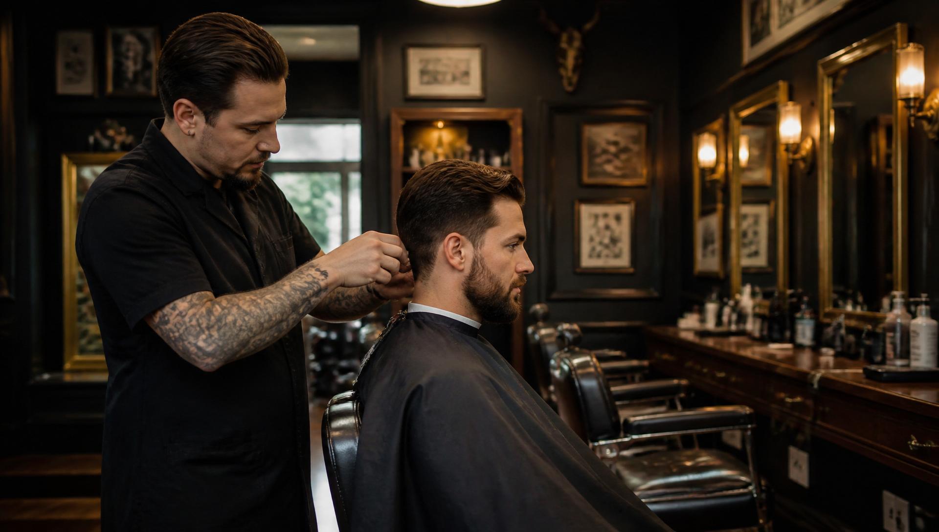 Master barber at work in a luxury barbershop